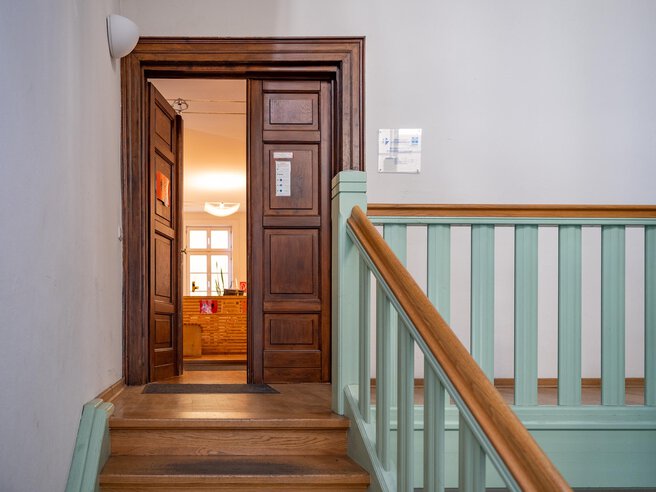 In der 1. Etage befindet sich das Büro